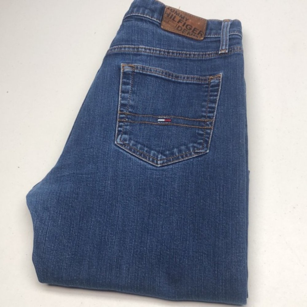 VINTAGE MENS TOMMY HILFIGER SLIM STRAIGHT JEANS 33x32 🇺🇸